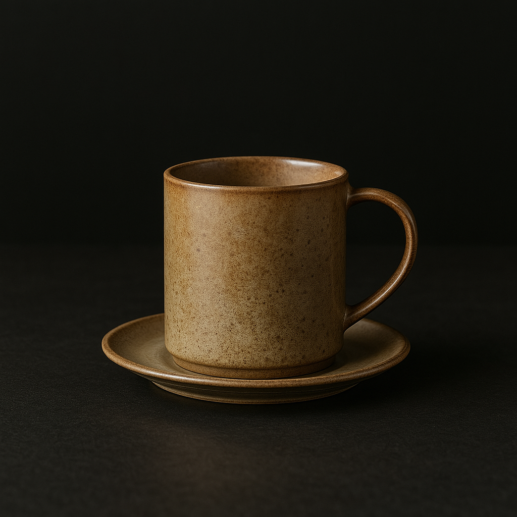 Vintage Ceramic Coffee Cup Set with Saucer | Wabi-Sabi Inspired Handmade Design